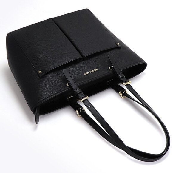 New Michael Kors Jet Set Travel Medium Double Pocket Tote Black - Picture 5 of 5